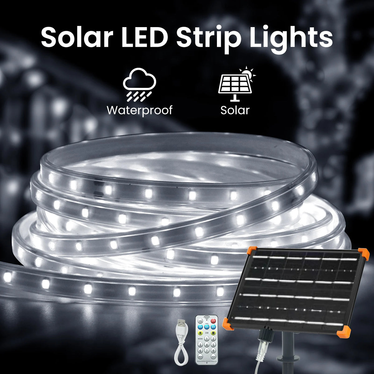 ruban led solaire blanc moderne 1920led 30m autonomie ip68 certification ul ccc fcc