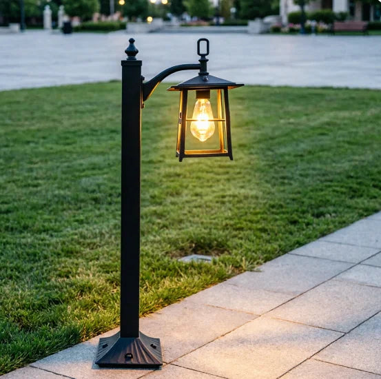 lampe sol industrielle led ip65 aluminium noir classiqueextérieur jardin