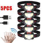 lampe frontale rechargeable led noire camping pêche nuit randonnée mode ajustable ceinture