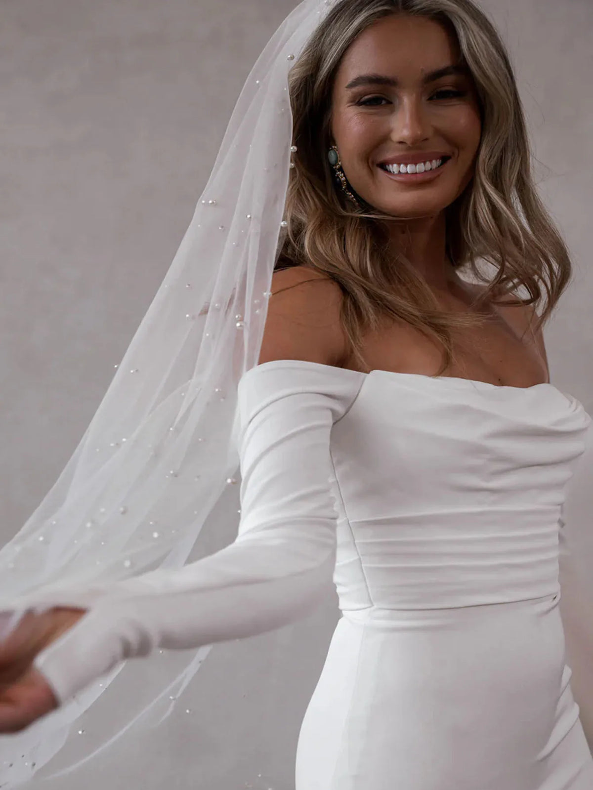 voile mariée blanc moderne élégant tulle polyester femme transparent minimaliste
