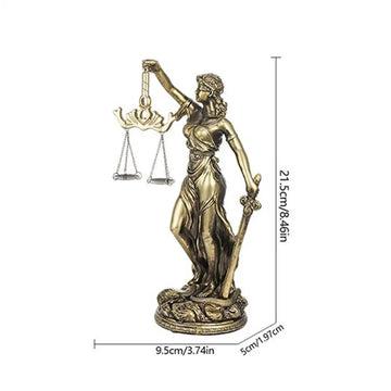 statue justice dorée sculptural maison livres lampes classique détaillée motifs décoratifs base
