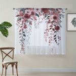 rideau moderne fleurs feuilles transparent rose blanc gris fenêtre anneaux polyester