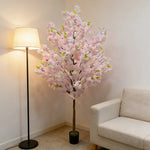 arbre artificiel rose clair vert fleurs feuilles moderne extérieur durable waterproof anniversaire decoration maison