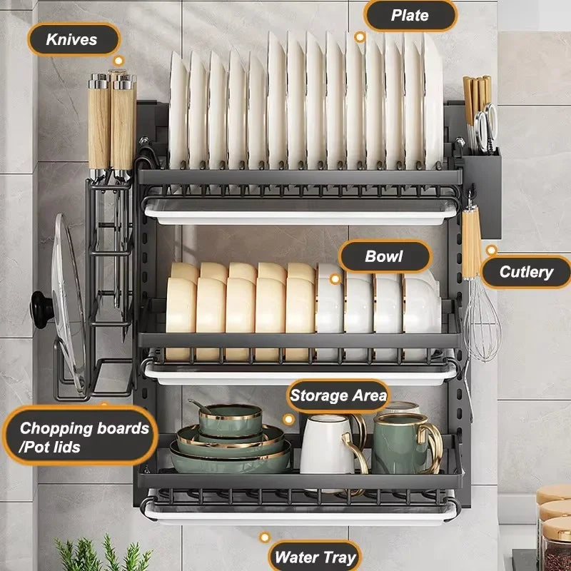 étagère murale noire contemporaine niveaux rangement porte couverts adhésif cuisine