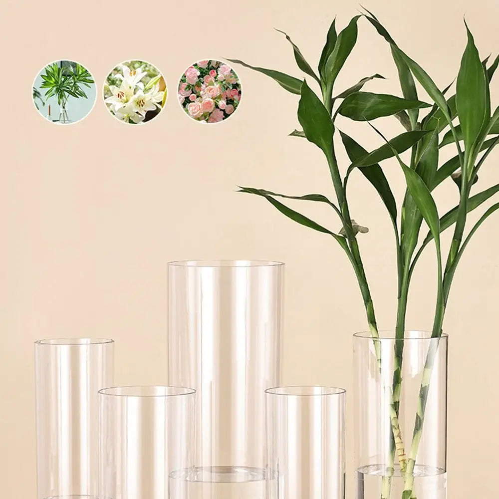 vases transparents modernes verre fleurs artificielles hydroponie bougies 10x20cm 12x30cm