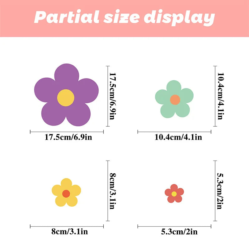 stickers muraux fleurs violet rose bleu jaune vert orange adhésifs modernes enfants chambre décoration