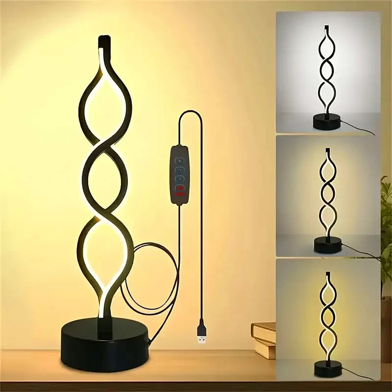 lampe table tactile spirale noir blanc modernes contemporaines LED 60 249 flux lumineux 5W