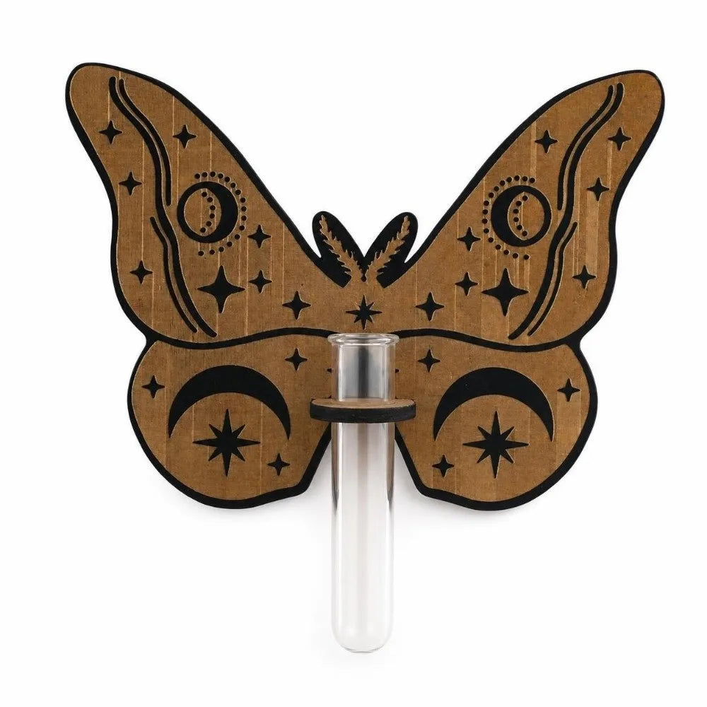 support mural boho chic plante papillon floral clips marron vert transparent