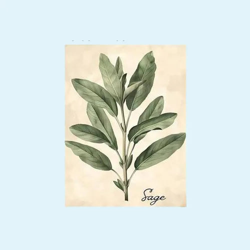 affiche murale vintage illustration botanique feuilles vert beige cadre bois décoration salon cuisine maison