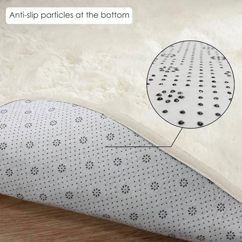 tapis rond peluche douce blanc moderne salon chambre enfant extérieur salle bain