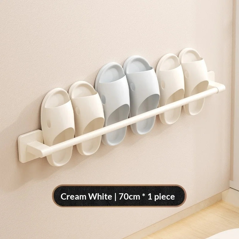 support rangement mural sabots moderne aluminium couleur blanc beige rose fixations murales salle bain