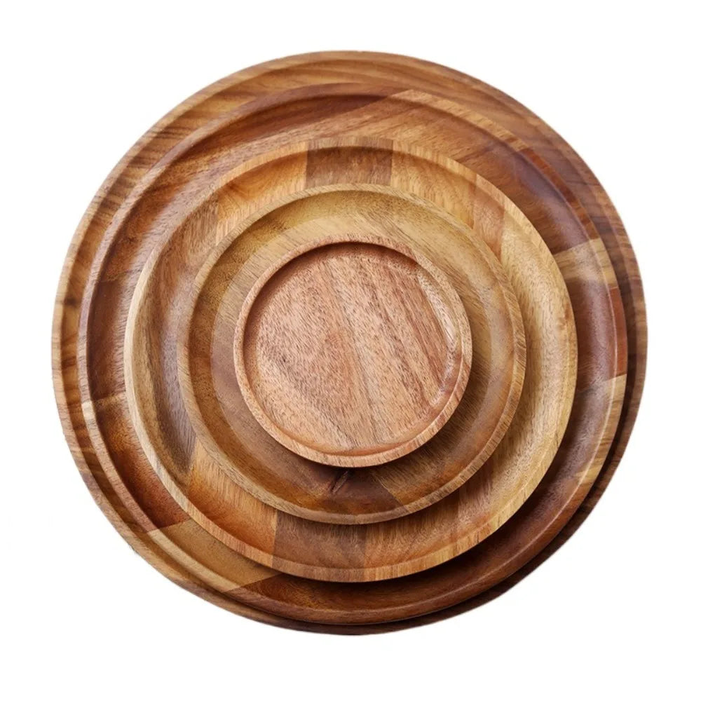 assiettes bois naturel rustique nourriture diamètre 13cm 15cm 20cm 25cm 29.5cm 35cm 38cm