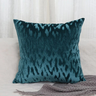 coussin décoratif velours motif animalier bleu turquoise jaune gris moderne bohème 50x50 cm