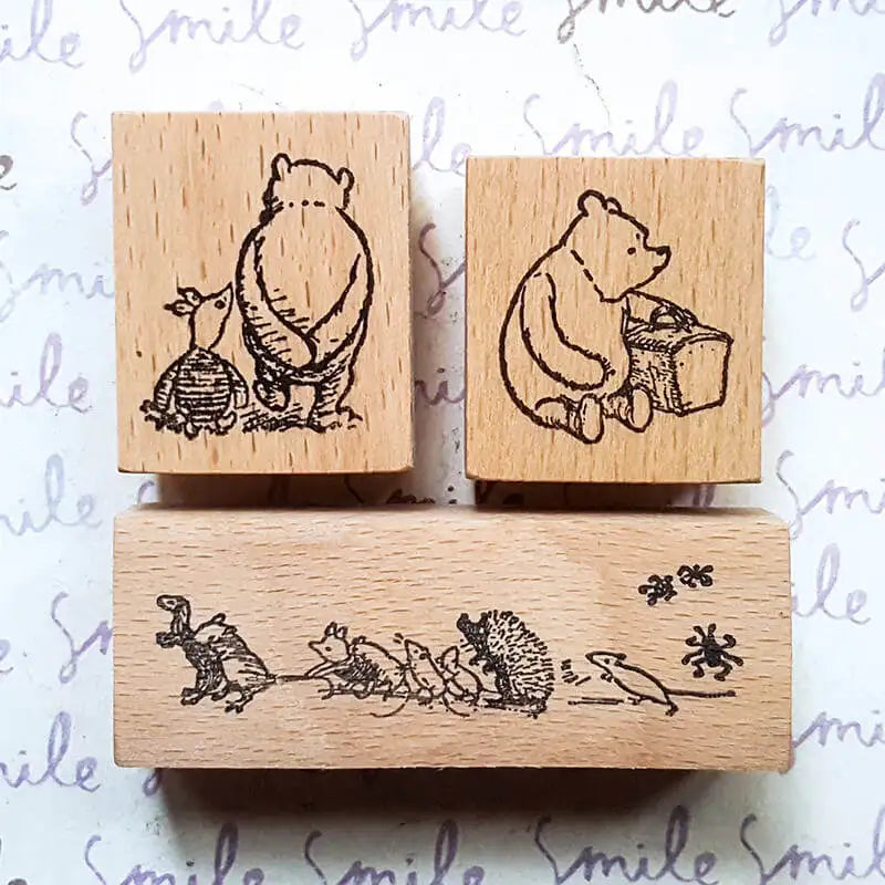 tampons bois ours oiseaux dessins animés cartoonaux 20x21mm 26x28mm 22x25mm scrapbooking loisirs créatifs
