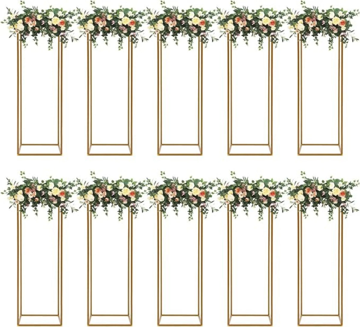 supports fleurs dorés modernes décoration mariage événements élégants multifonctions vases présentoirs gâteaux pieds lampe