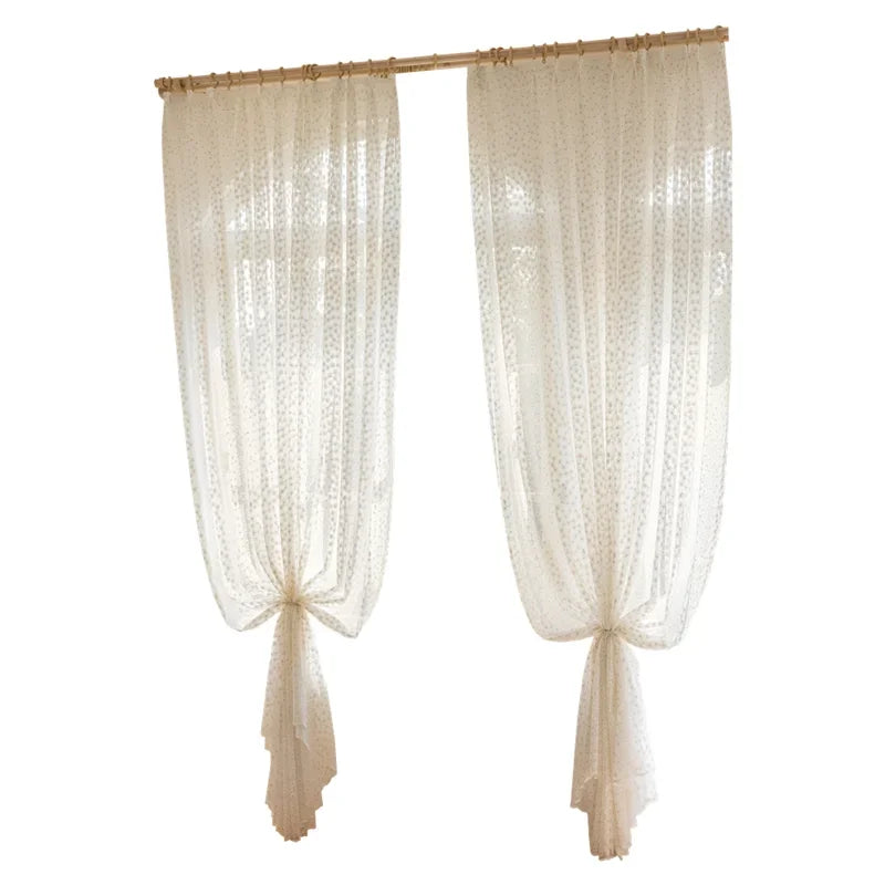 rideau blanc fleurs dorées moderne 100 polyester translucide ruban fixation