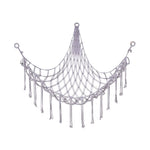 hamac suspendu filet franges boho moderne peluches rose blanc gris bleu violet respectueux environnement