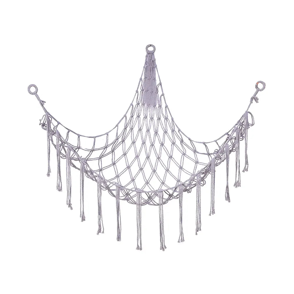 hamac suspendu filet franges boho moderne peluches rose blanc gris bleu violet respectueux environnement