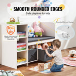 meuble salon enfant blanc moderne tiroirs compartiments banc rangement jouets