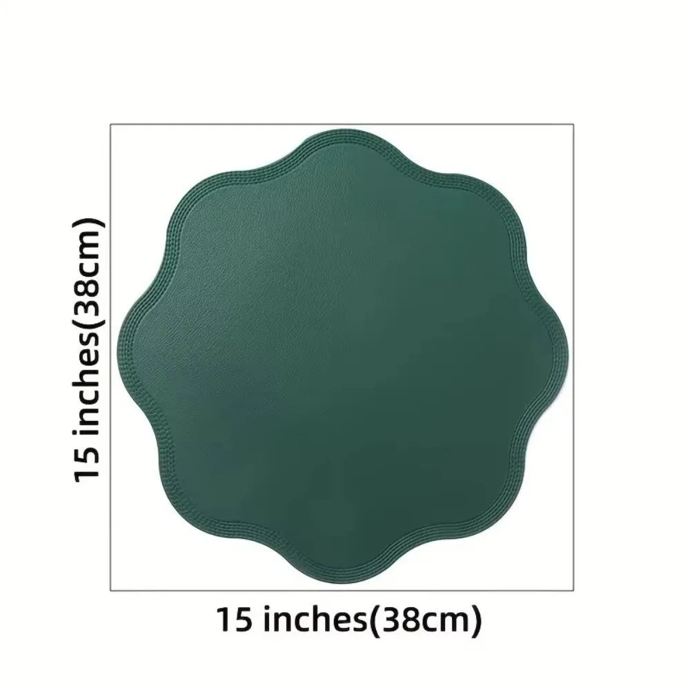 placemat moderne bleu rose gris élégant bords dentelés bord assiette fourchette couteau resistant
