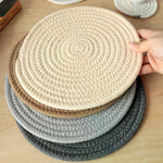 tapis table tissé motifs concentriques beige marron gris clair rustique opaques 11cm 18cm 24cm