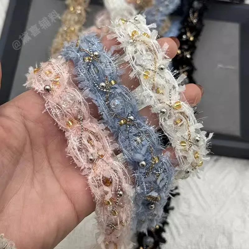 ruban décoratif dentelle dorées noir blanc bleu clair rose pâle élégant largeur 2cm écologique
