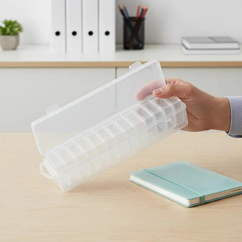 boîte rangement transparente moderne 12 compartiments pratique poignée