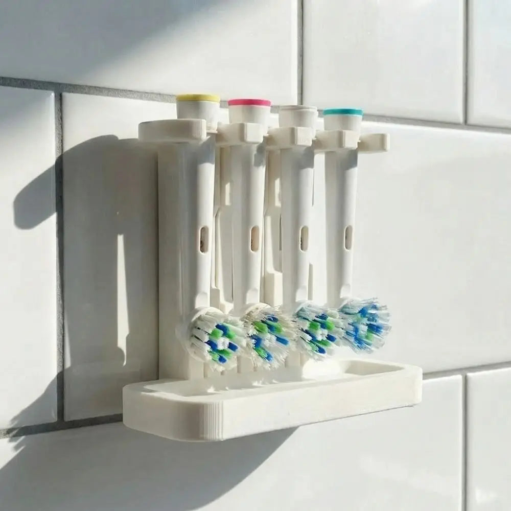 rangement têtes brosses dents blanc noir minimaliste moderne fixe pose mur salle bain