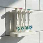 rangement têtes brosses dents blanc noir minimaliste moderne fixe pose mur salle bain