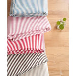 tissu lin rayures bleu rose rouge marron beige rustique simple champêtre sofa nappe