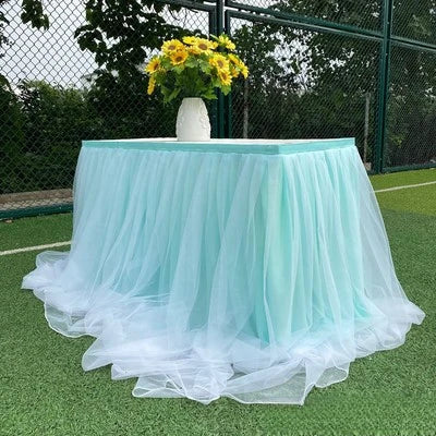 jupe table tulle opaque peach bleu rose violet blanc événements anniversaires mariages festives