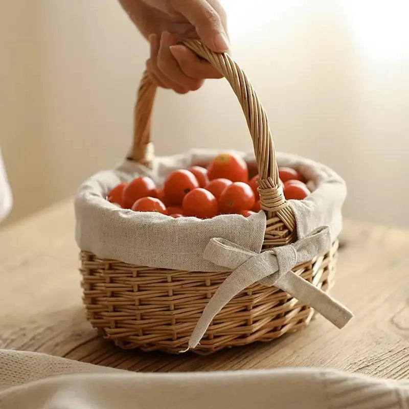 panier osier tissu toile blanche ruban vintage rustique naturel beige tressé protection fruits légumes