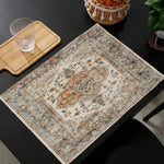 tapis table motif floral géométrique traditionnel beige orange bleu rouge vert blanc