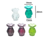 vases résine relief transparents opaques vintage couleurs vert rouge gris bleu violet set 5pcs