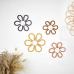 coasters tissus fleurs spirales moderne artisanal gris foncé marron clair beige rose pâle