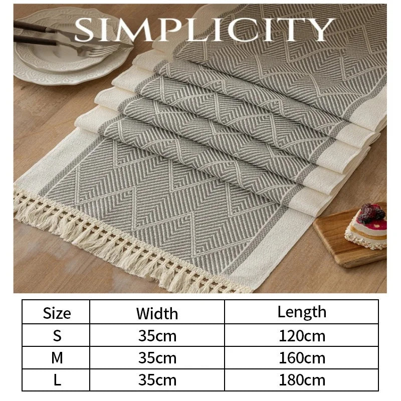 chemin table moderne motif géométrique beige gris clair tissu polyester opaque