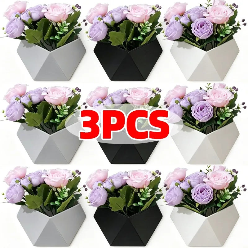 jardinière murale suspendue hexagonale geometrique moderne gris noir blanc vis fixationsintérieur salon balcon entrée