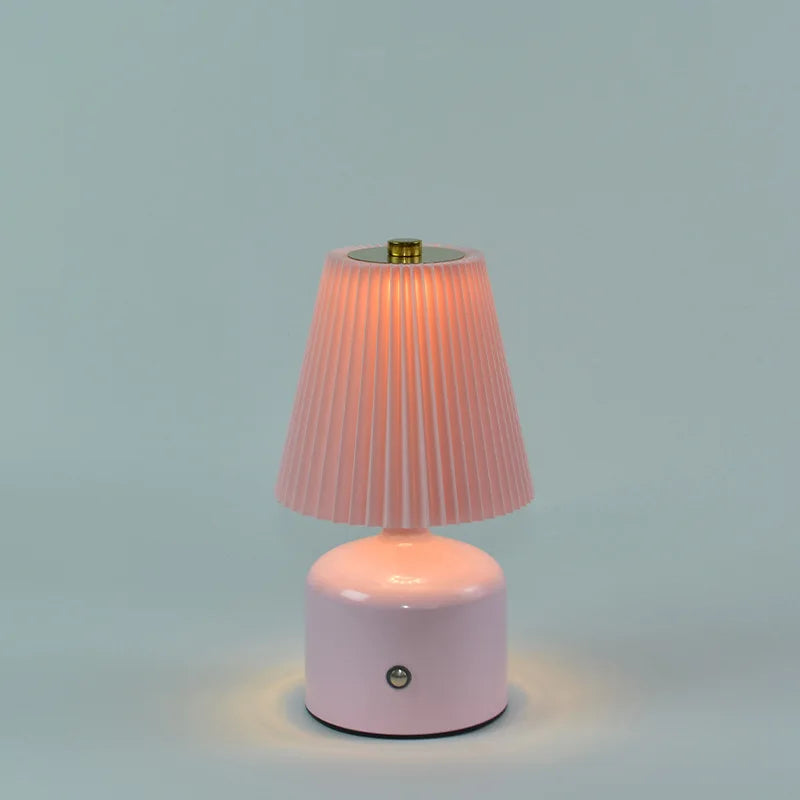 lampe table led blanc marron rose plissée moderne interrupteur tactile charge type