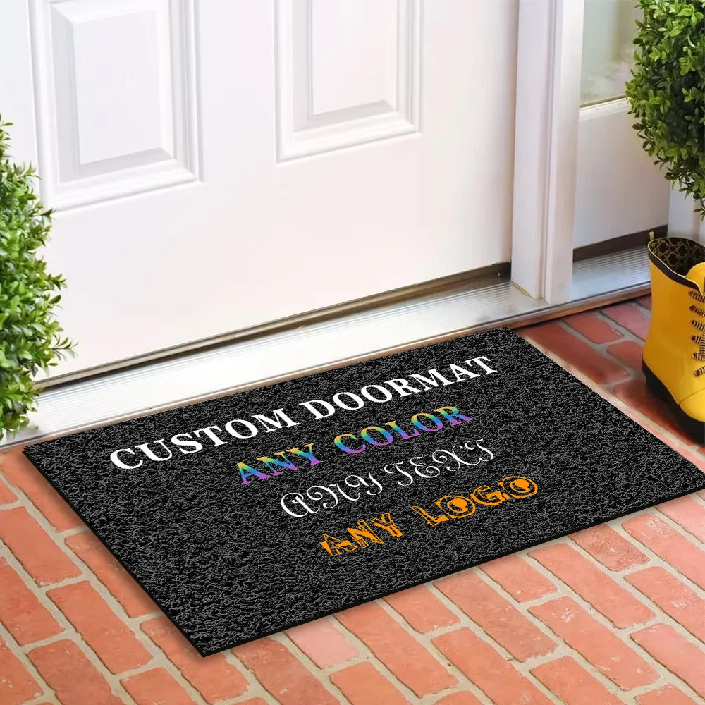 tapis d'entrée personnalisable moderne noir texture rugueuse imperméable antidérapant extérieur porte couloir