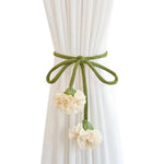 accessoires rideaux bohèmes attaches fleurs tissu coton couleurs vert jaune orange violet