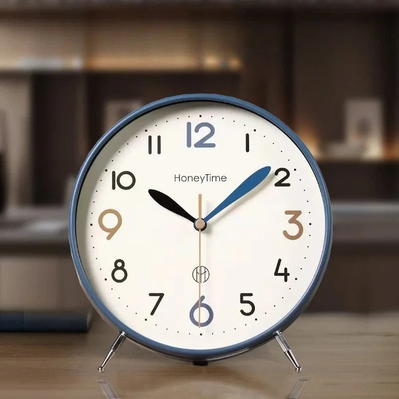 horloge table aiguille classique bleu vert rouge pieds métalliques salon six pouces eight inches