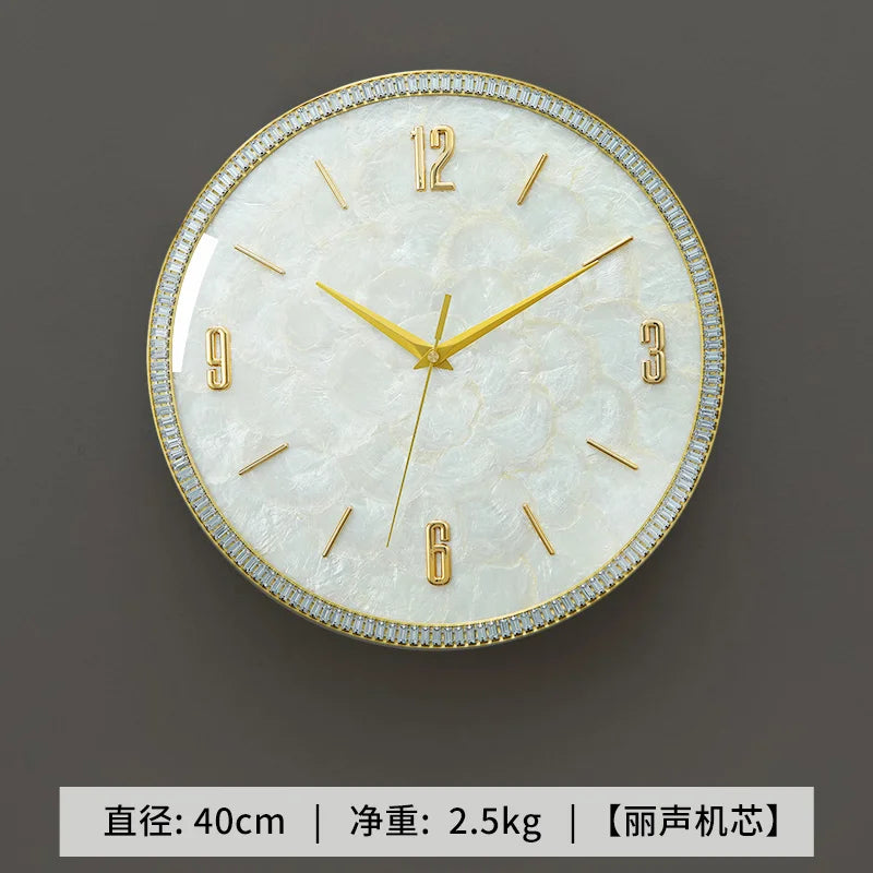 horloge murale moderne simple décoration intérieure visage unique opale naturelle fixation blanc marbré