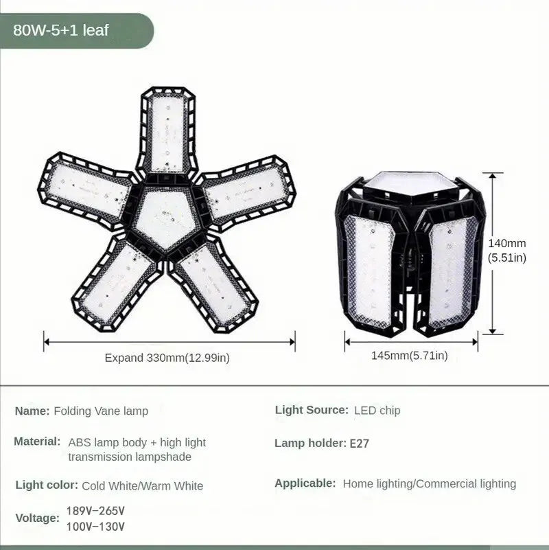lampe pliable led noir blanche plissée mat moderne éclairage garage salon expandable e26
