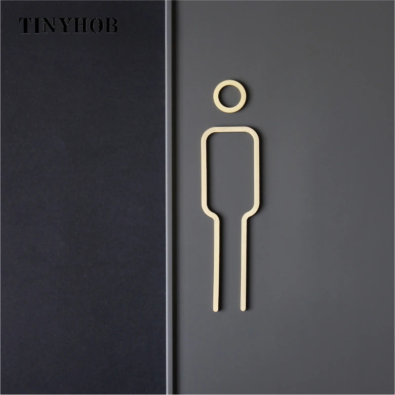 symboles toilettes or minimaliste maison decoration entrée wc handicapé decoration métal rond fixations invisible