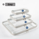 boîtes rangement transparentes réutilisables fermeture glissière couleurs rose violet bleu clair moderne pratique diverse