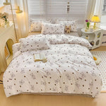 ensemble literie enfantin lapins coeurs rose blanc adorable housse couette taies oreillers drap carreaux