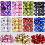 Lot de 24 boules de Noël en plastique or rouge rose