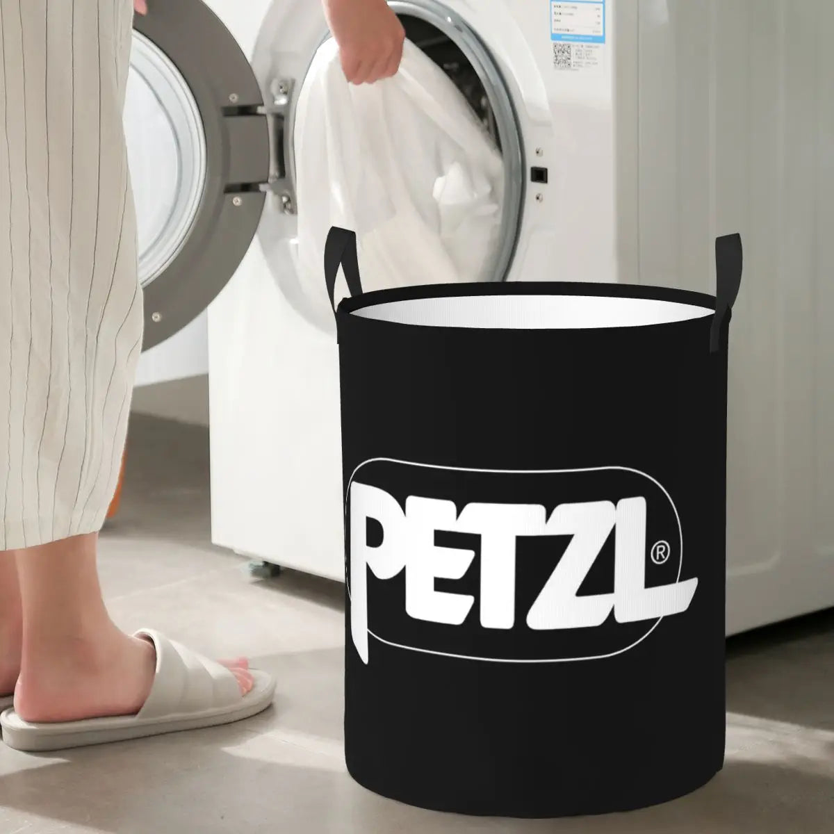 panier linge pliable polyester noir blanc logo petzl utilitaire décontracté chambre cuisine jouet livre.storage