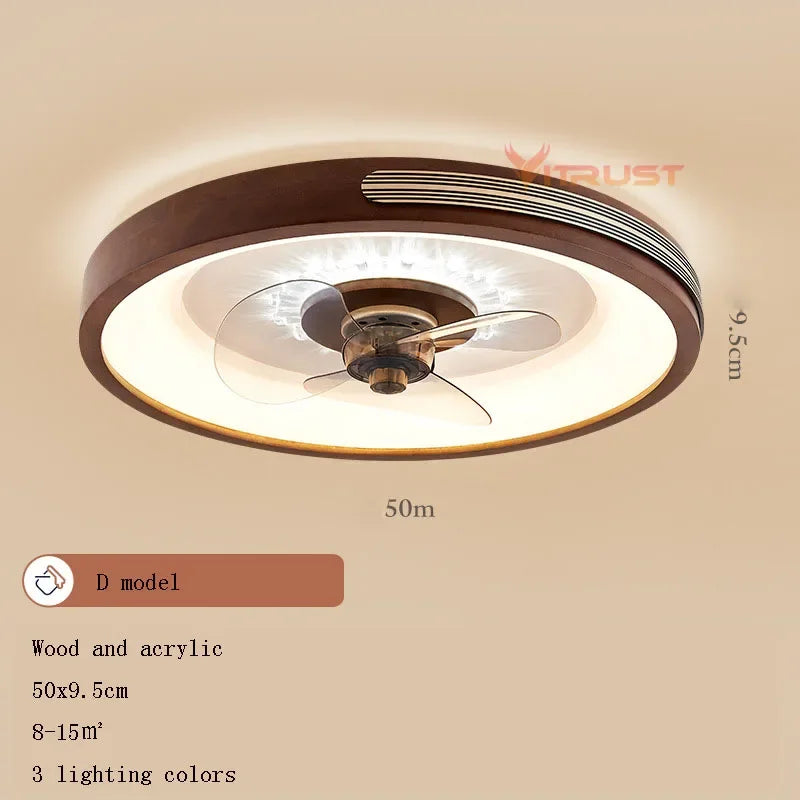 ventilateur led moderne marron blanc contrôle télécommande ailes grille ventilation