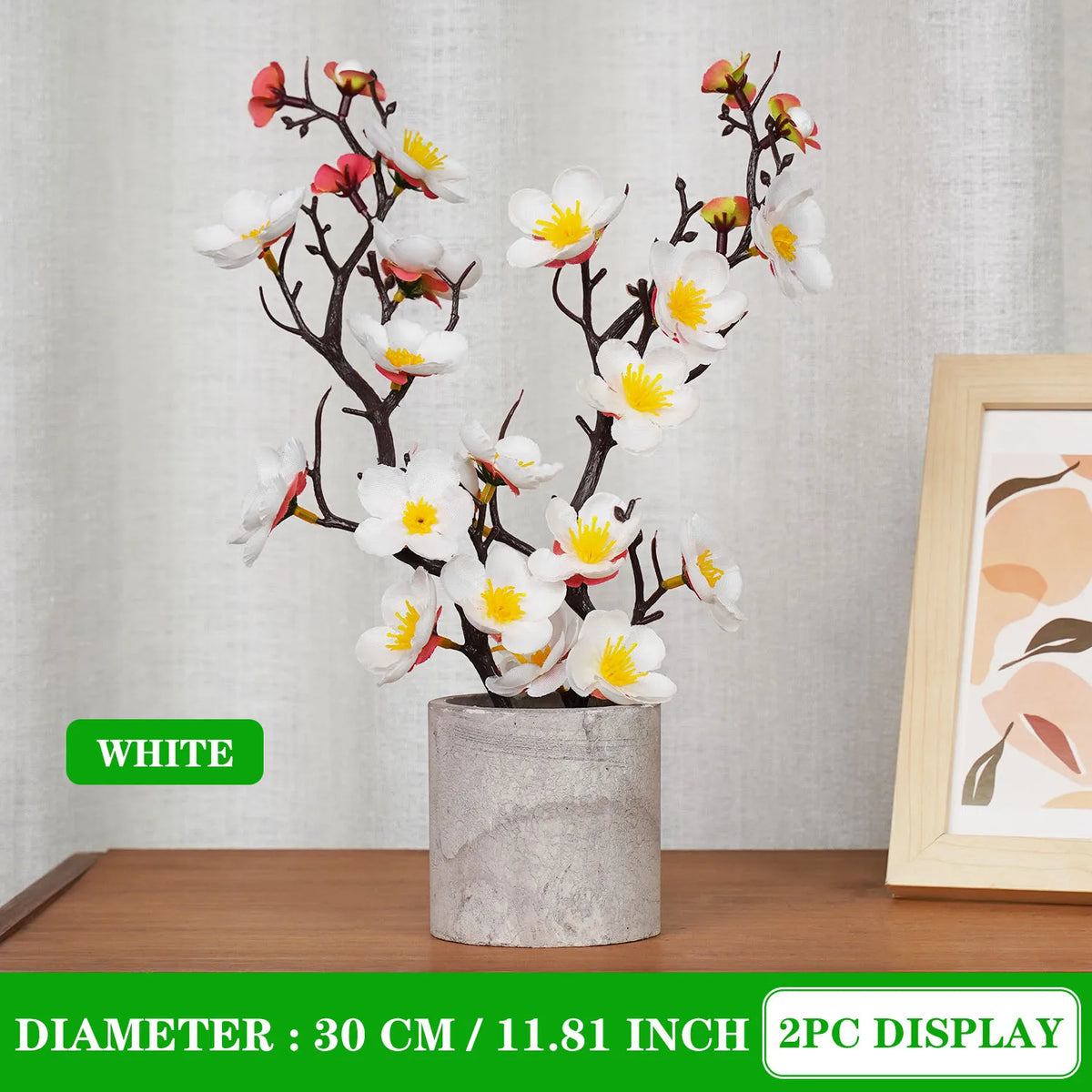 décoration intérieure branche artificielle fleurs simples couleur rouge blanc rose jaune naturel minimaliste